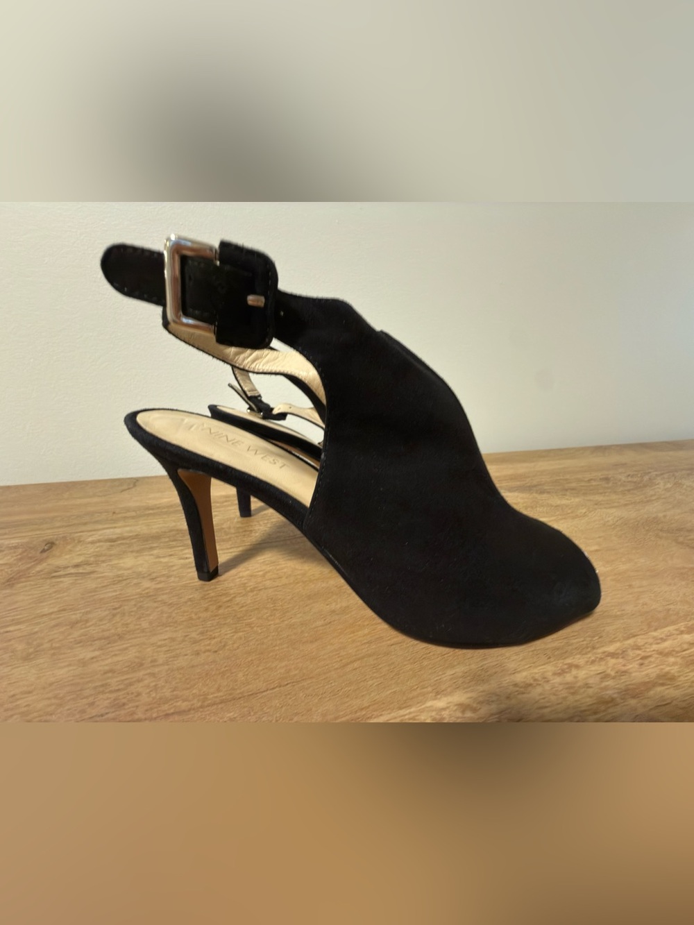 new heeled suede mule slingback